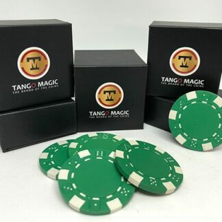 Expanded Shell Poker Chip Green plus 4 Regular Chips (PK001G)  by Tango Magic - Trick