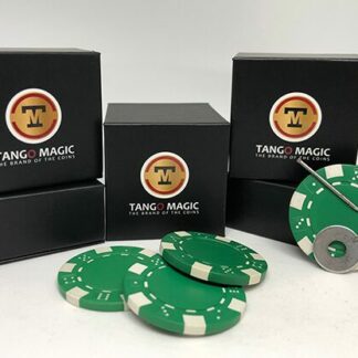 Magnetic Poker Chip Green plus 3 regular chips (PK003G) by Tango Magic - Trick