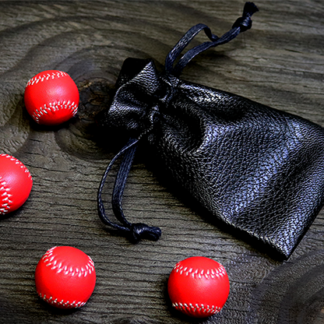 Set of 4 Leather Balls for Cups and Balls (Red) by Leo Smetsers - Trick